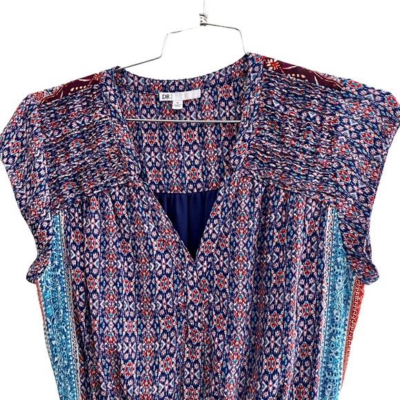 Nordstrom DR2 Boho Cap Sleeve Mixed Print Dress Size Medium - Picture 4 of 7
